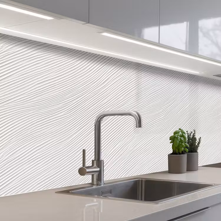 Keuken achterwand - Golven - Ribbels - Wit — 2