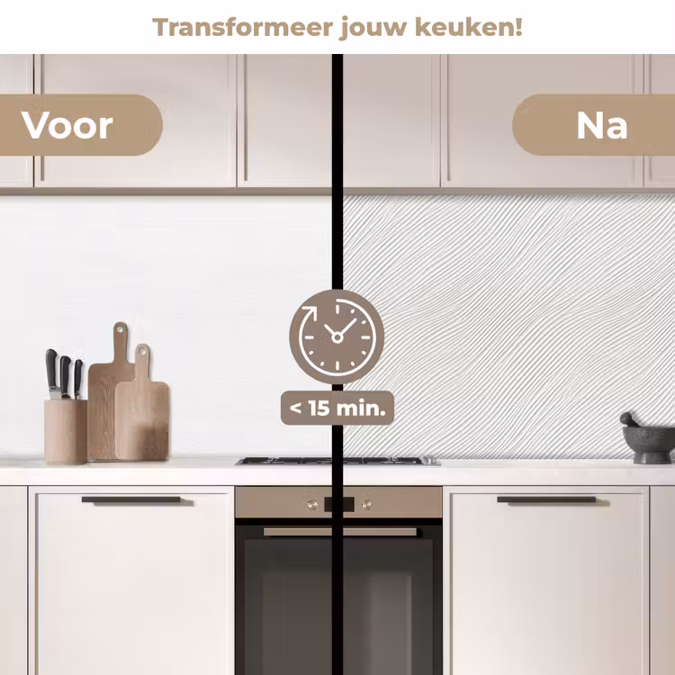 Keuken achterwand - Golven - Ribbels - Wit — 3