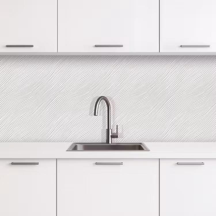 Keuken achterwand - Golven - Ribbels - Wit — 4