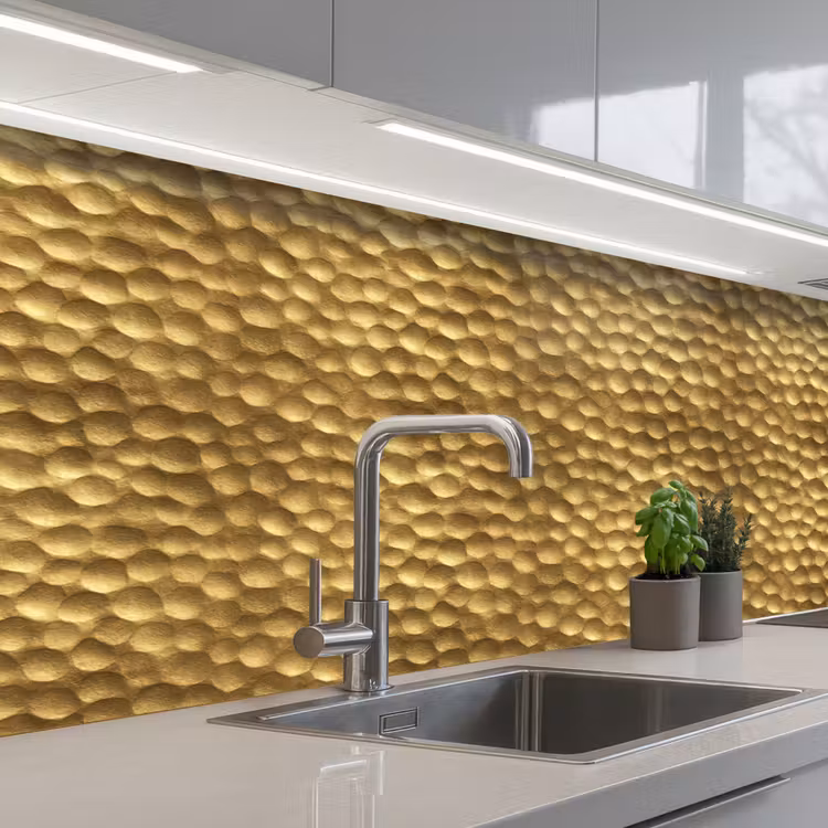 Keuken achterwand - Metaal - Dynamisch - Goud — 2