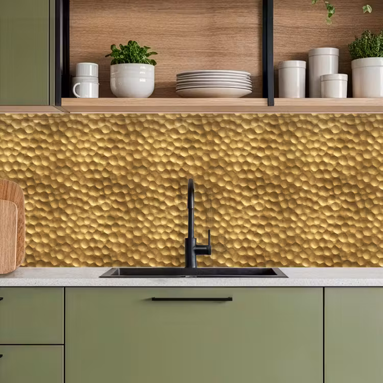 Keuken achterwand - Metaal - Dynamisch - Goud — 8