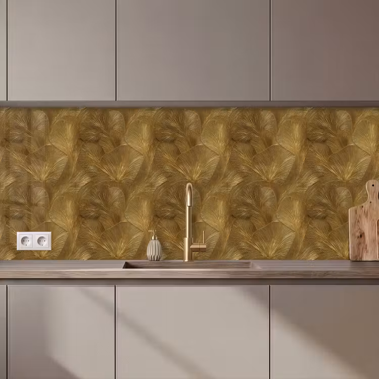 Keuken achterwand - Organisch - Lijnen - Goud — 1