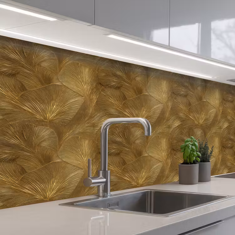 Keuken achterwand - Organisch - Lijnen - Goud — 2