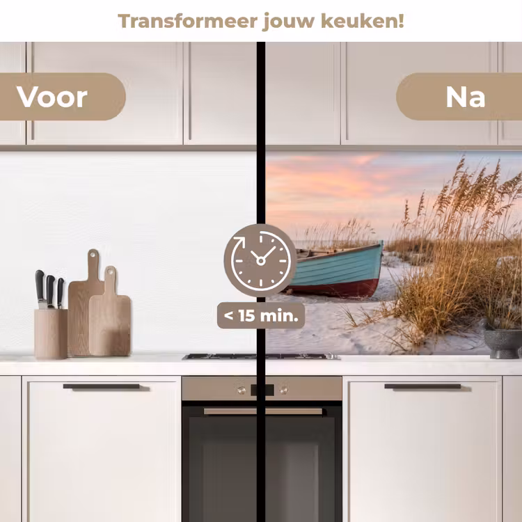 Keuken achterwand - Rustiek - Roeiboot - Zandstrand — 3