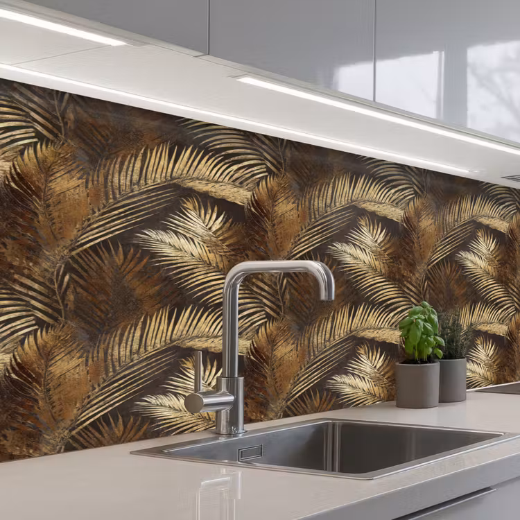 Keuken achterwand - Tropisch - Bladeren - Goud — 2