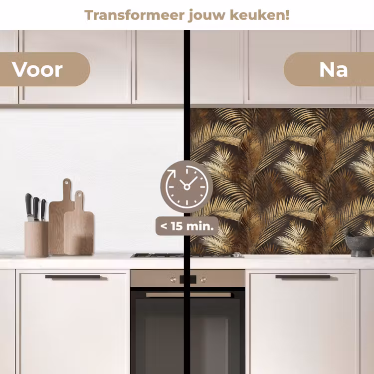 Keuken achterwand - Tropisch - Bladeren - Goud — 3