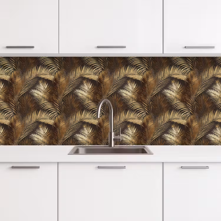 Keuken achterwand - Tropisch - Bladeren - Goud — 4