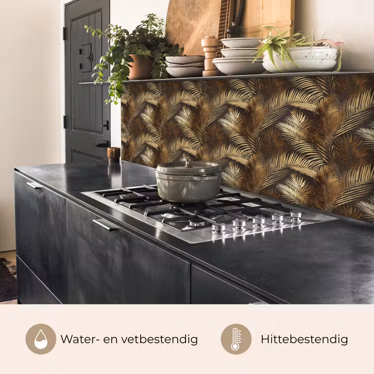 Keuken achterwand - Tropisch - Bladeren - Goud — 5