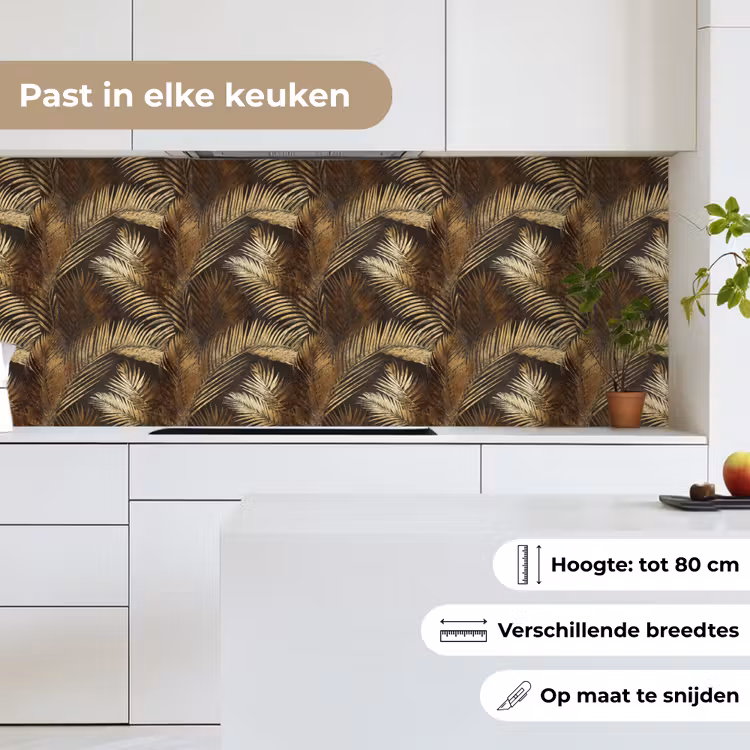 Keuken achterwand - Tropisch - Bladeren - Goud — 7