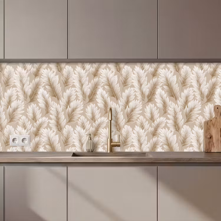 Keuken achterwand - Botanisch - Patroon - Beige — 1