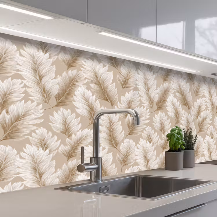 Keuken achterwand - Botanisch - Patroon - Beige — 2