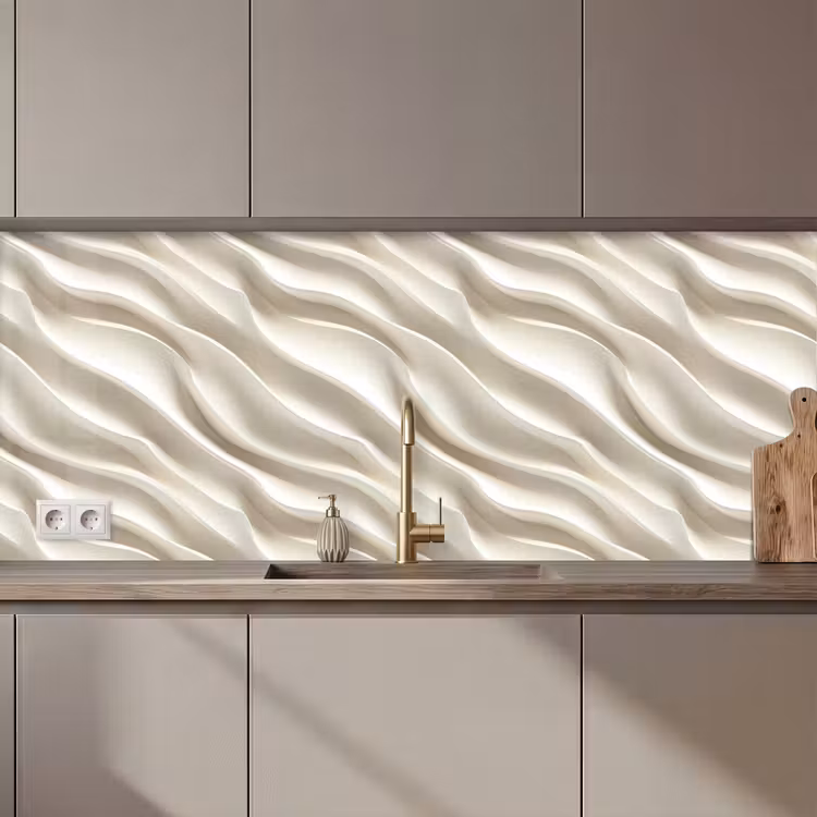 Keuken achterwand - Diagonaal - Golven - Crème — 1