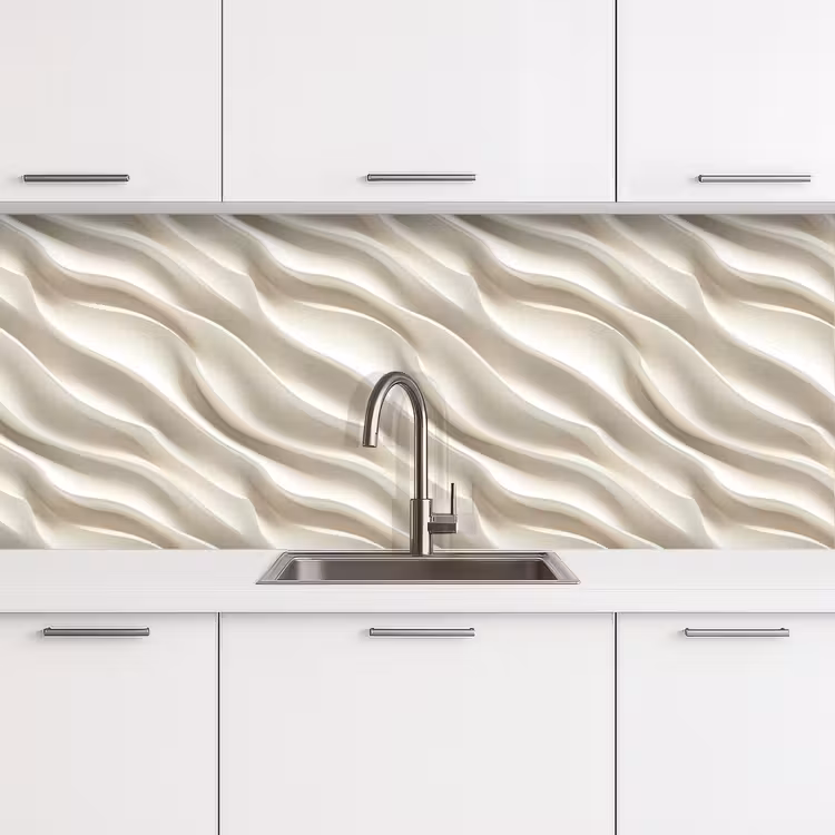 Keuken achterwand - Diagonaal - Golven - Crème — 4