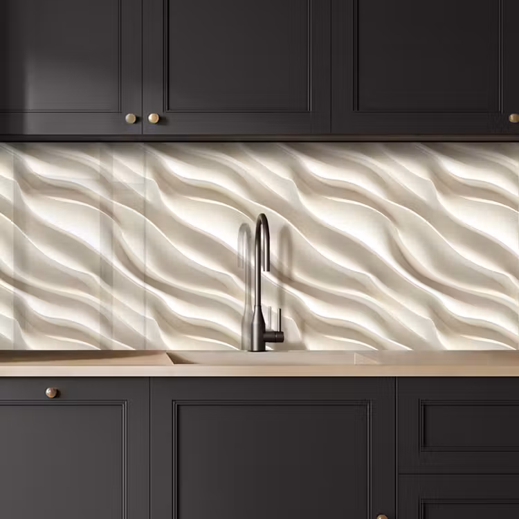 Keuken achterwand - Diagonaal - Golven - Crème — 6
