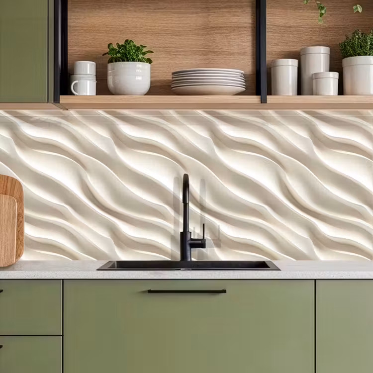 Keuken achterwand - Diagonaal - Golven - Crème — 8