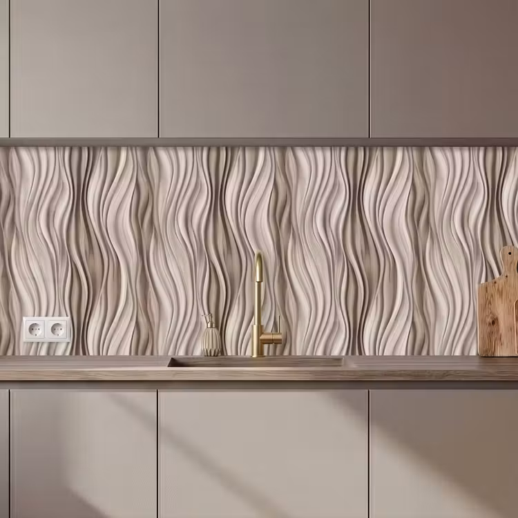 Keuken achterwand - Golven - 3D - Crème — 1