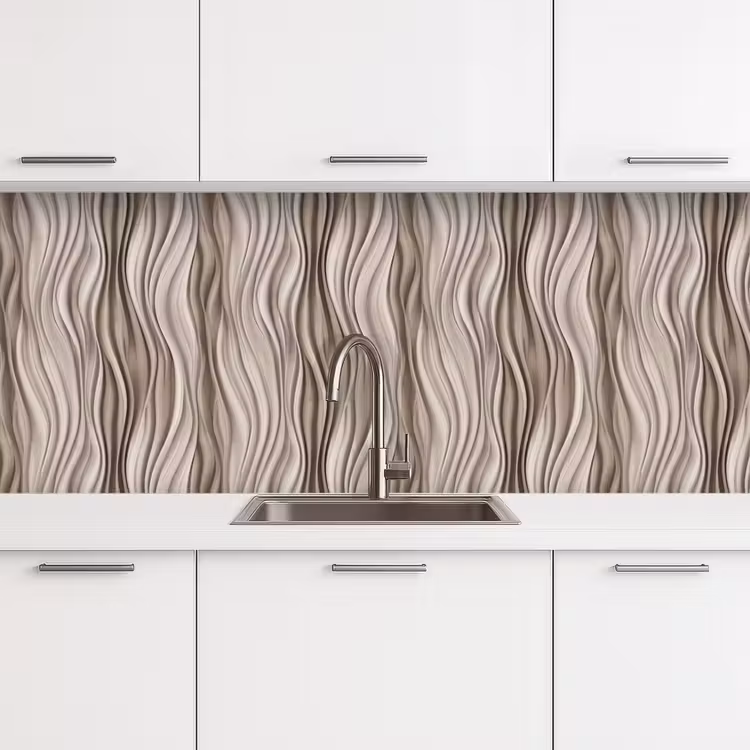 Keuken achterwand - Golven - 3D - Crème — 4