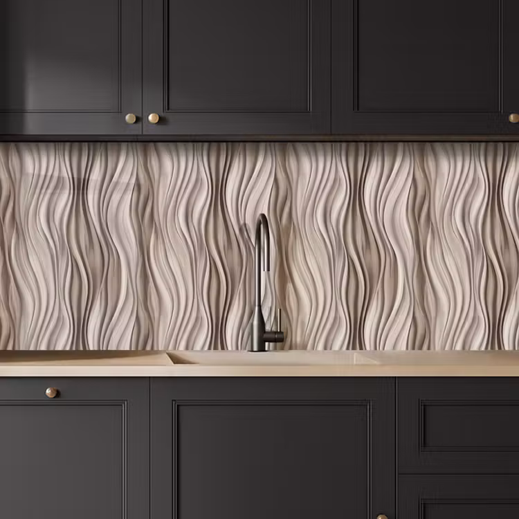 Keuken achterwand - Golven - 3D - Crème — 6