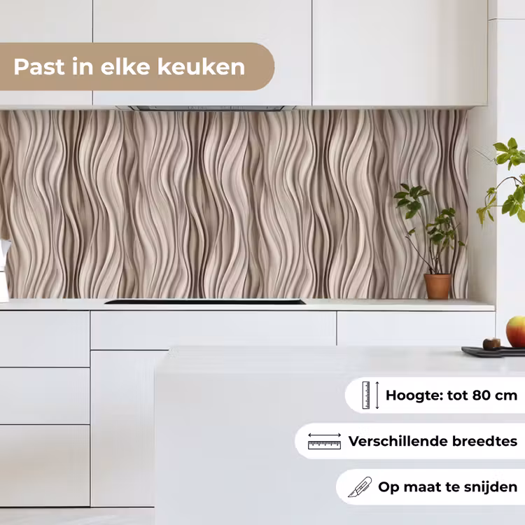 Keuken achterwand - Golven - 3D - Crème — 7