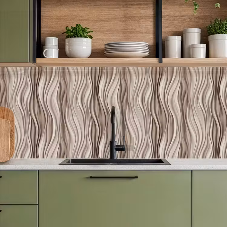 Keuken achterwand - Golven - 3D - Crème — 8