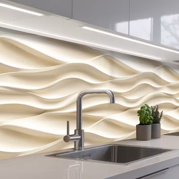 Keuken achterwand - Lijnen - Golvend - Crème — 2