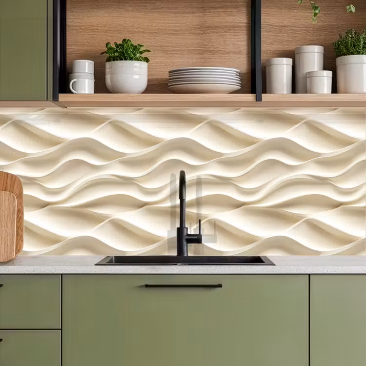 Keuken achterwand - Lijnen - Golvend - Crème — 8