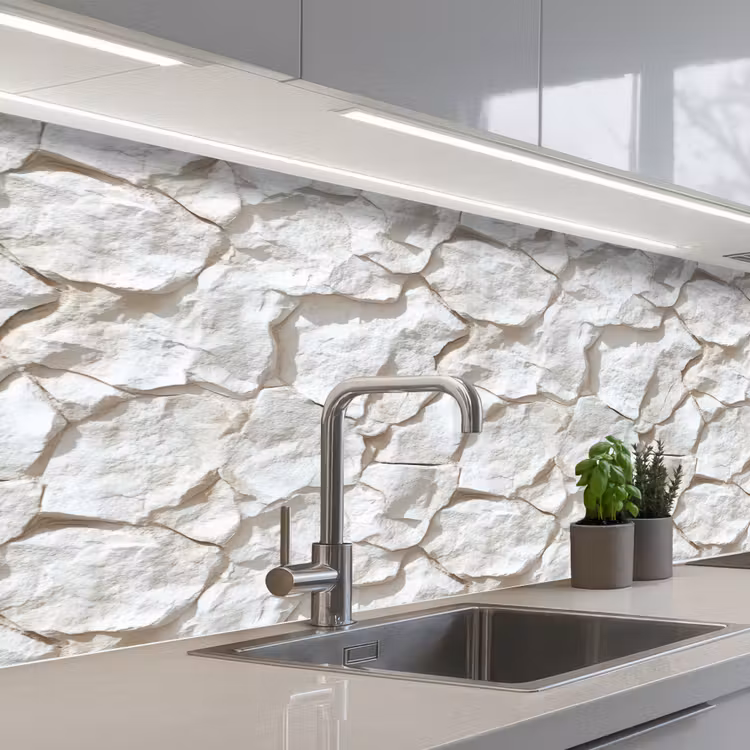 Keuken achterwand - Structuur - Rots - Wit — 2