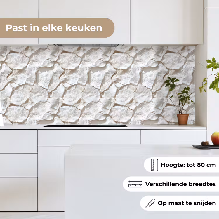 Keuken achterwand - Structuur - Rots - Wit — 7