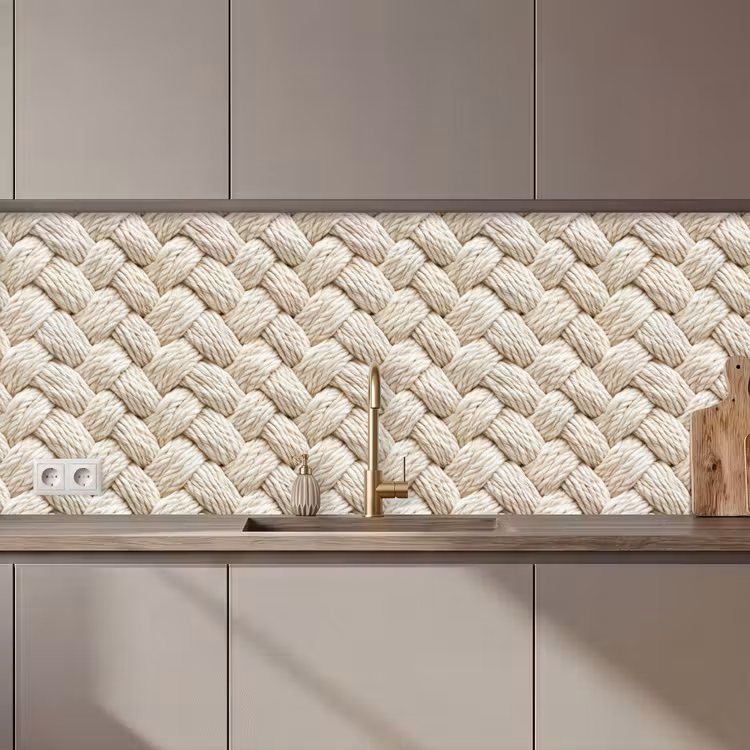 Keuken achterwand - Touw - Gebreid - Beige — 1
