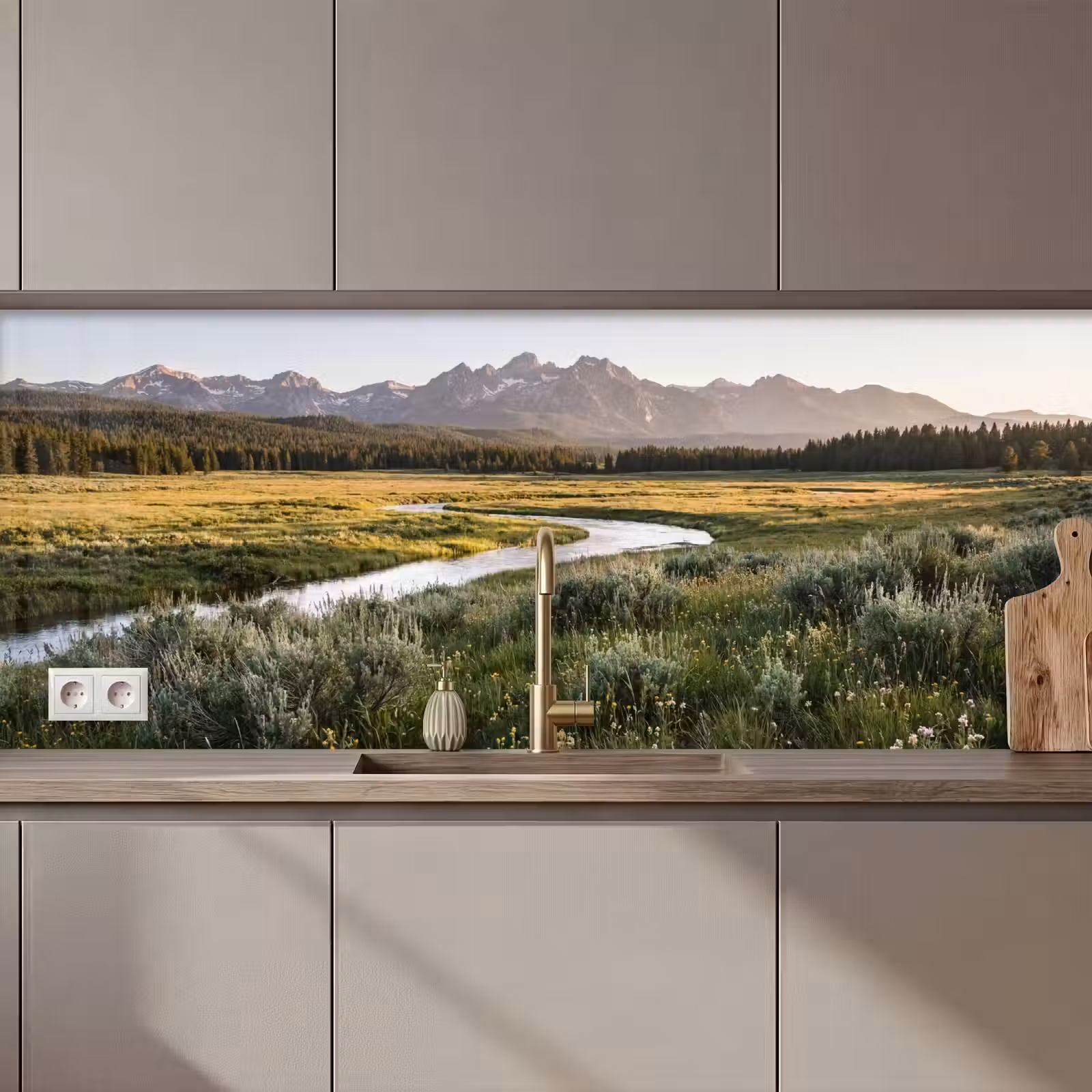 Keuken achterwand - Berglandschap - Rivier - Bos — 1