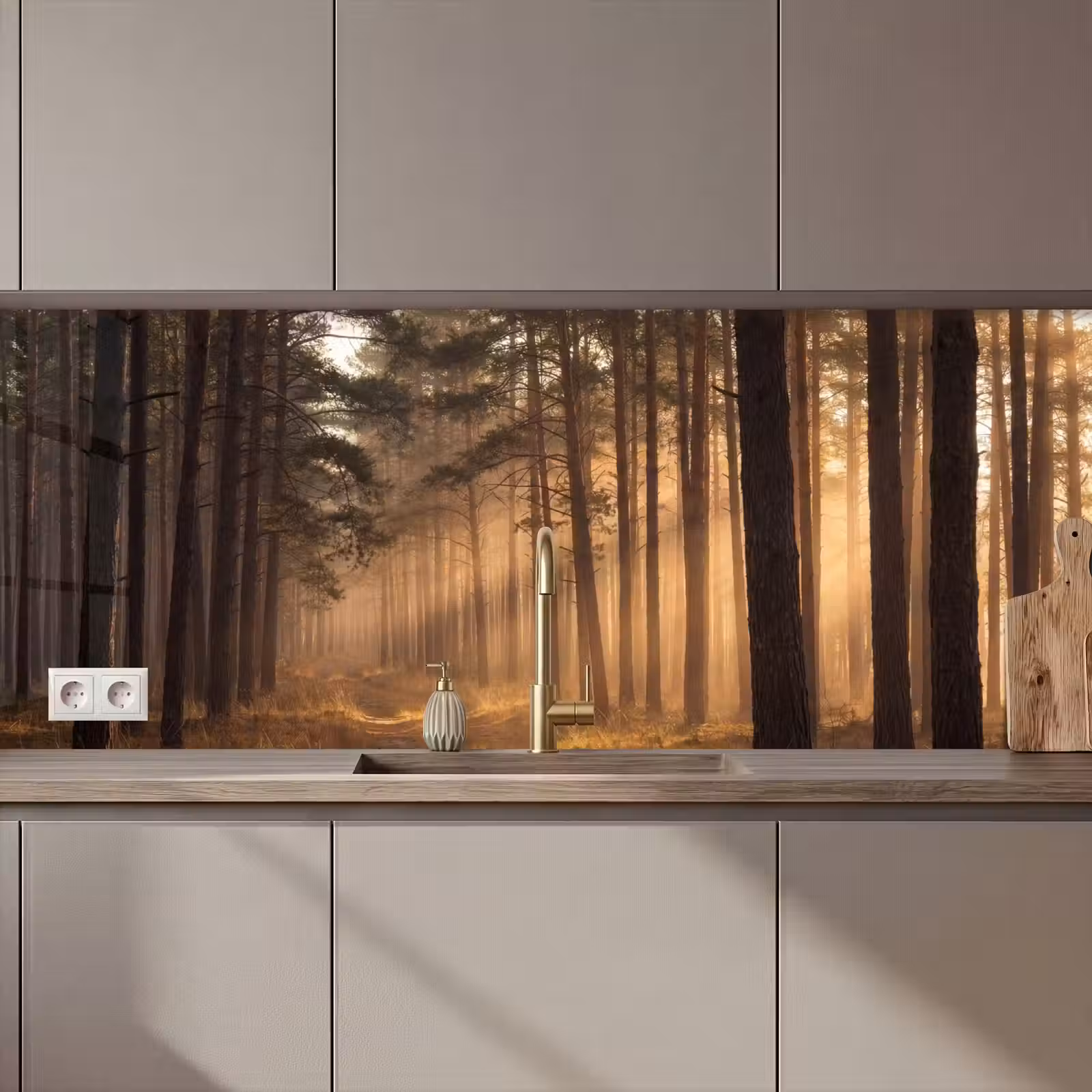Keuken achterwand - Bos - Mist - Zonlicht — 1