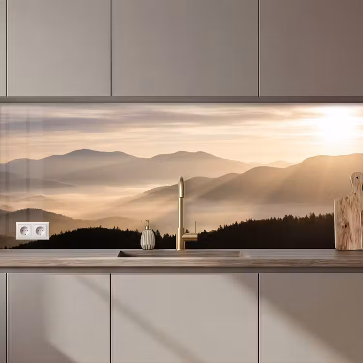 Keuken achterwand - Bergen - Mist - Zonnestralen — 1