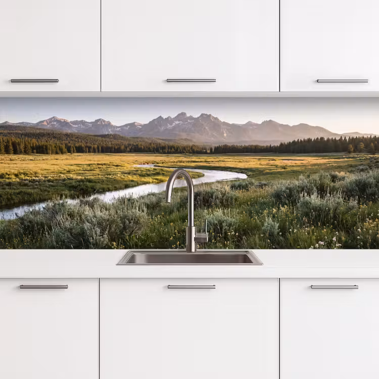 Keuken achterwand - Berglandschap - Rivier - Bos — 4