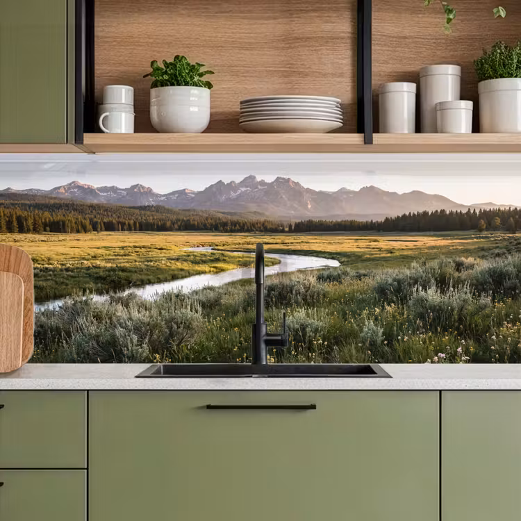 Keuken achterwand - Berglandschap - Rivier - Bos — 8