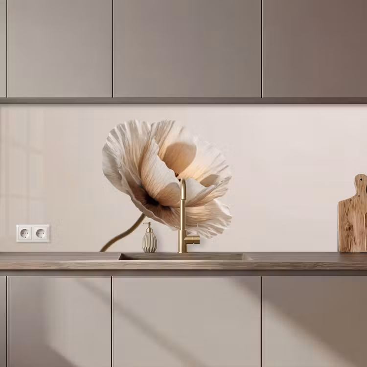Keuken achterwand - Bloem - Beige - Crème — 1