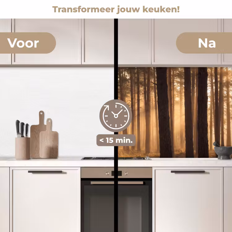 Keuken achterwand - Bos - Mist - Zonlicht — 3