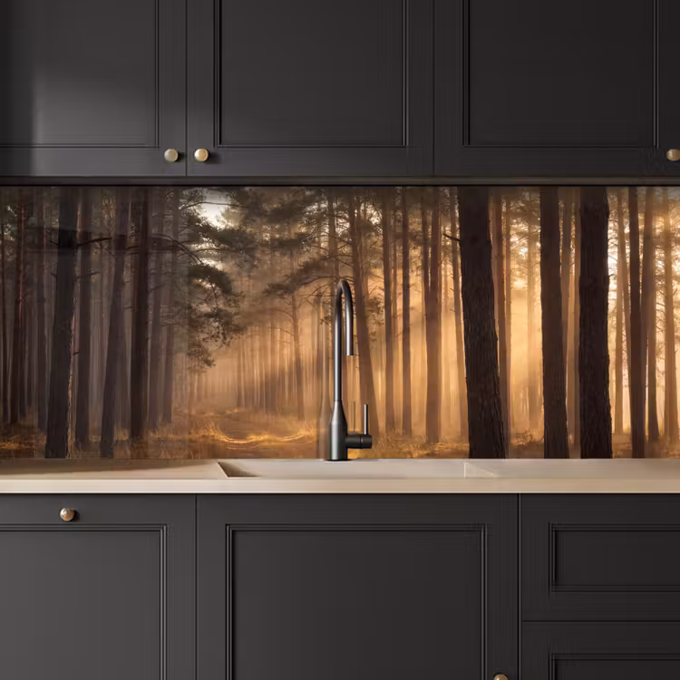 Keuken achterwand - Bos - Mist - Zonlicht — 6