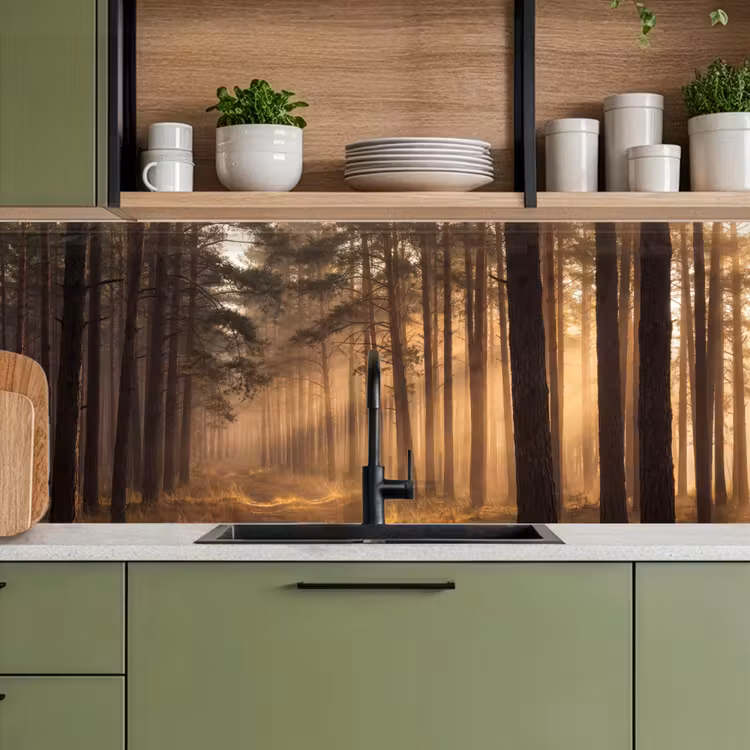 Keuken achterwand - Bos - Mist - Zonlicht — 8