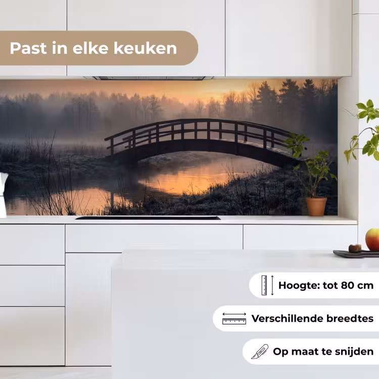 Keuken achterwand - Brug - Mist - Bomen - Water — 7