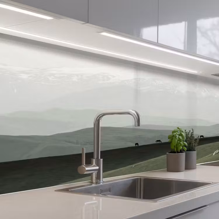 Keuken achterwand - Grijs - Berg - Paarden — 2
