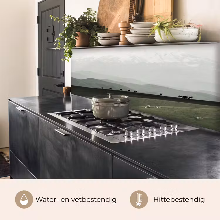 Keuken achterwand - Grijs - Berg - Paarden — 5