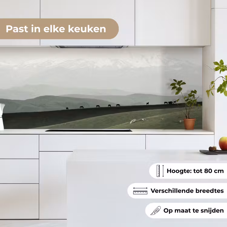 Keuken achterwand - Grijs - Berg - Paarden — 7