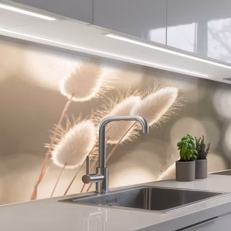 Keuken achterwand - Hazestaartgras - Wit - Zonlicht — 2