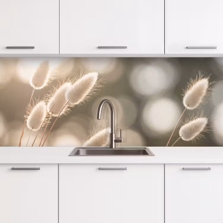 Keuken achterwand - Hazestaartgras - Wit - Zonlicht — 4
