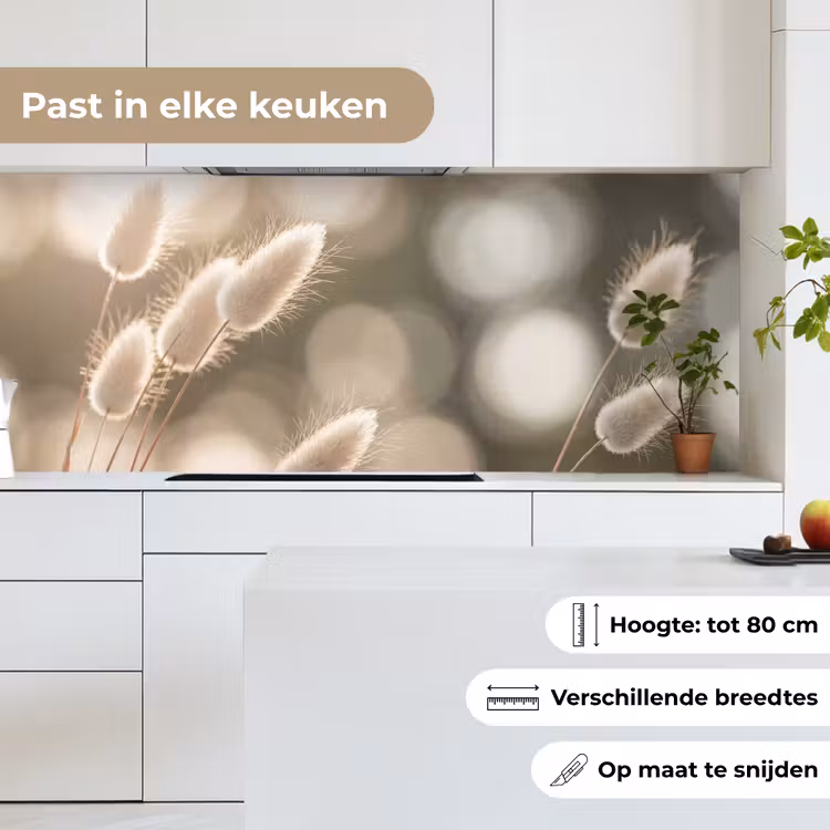 Keuken achterwand - Hazestaartgras - Wit - Zonlicht — 7