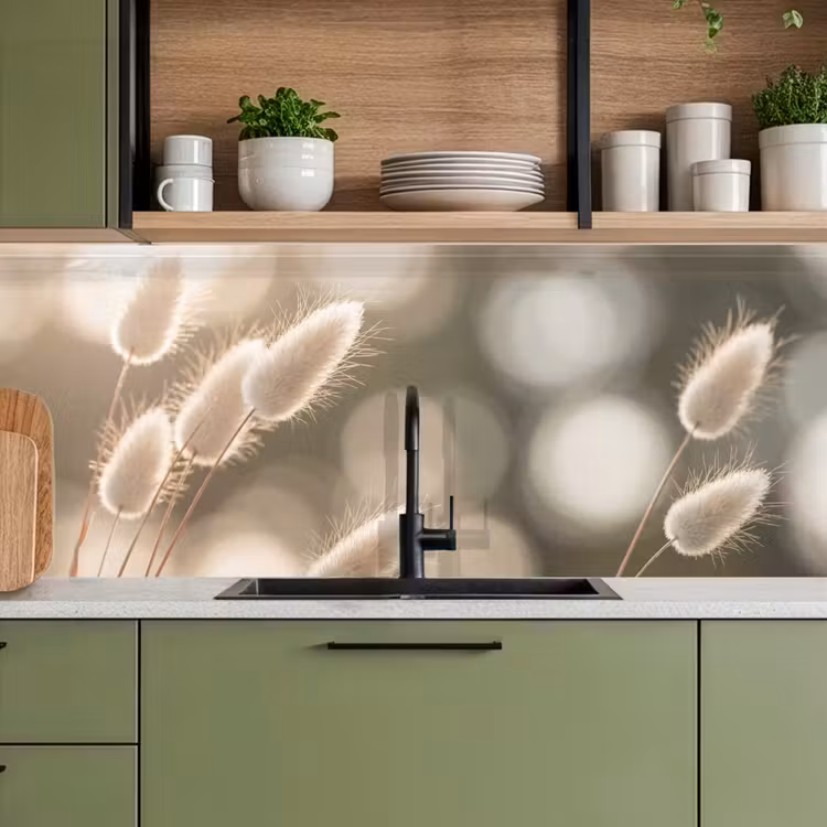 Keuken achterwand - Hazestaartgras - Wit - Zonlicht — 8