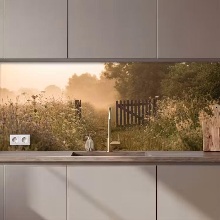 Keuken achterwand - Hek - Natuur - Mist - Veld — 1