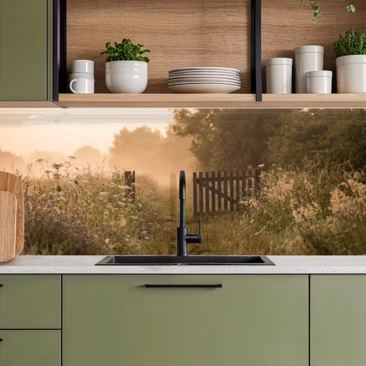 Keuken achterwand - Hek - Natuur - Mist - Veld — 8