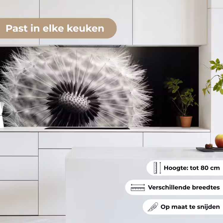 Keuken achterwand - Paardenbloem - Zwart - Wit — 7
