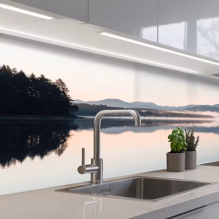 Keuken achterwand - Water - Bomen - Mistlaag — 2